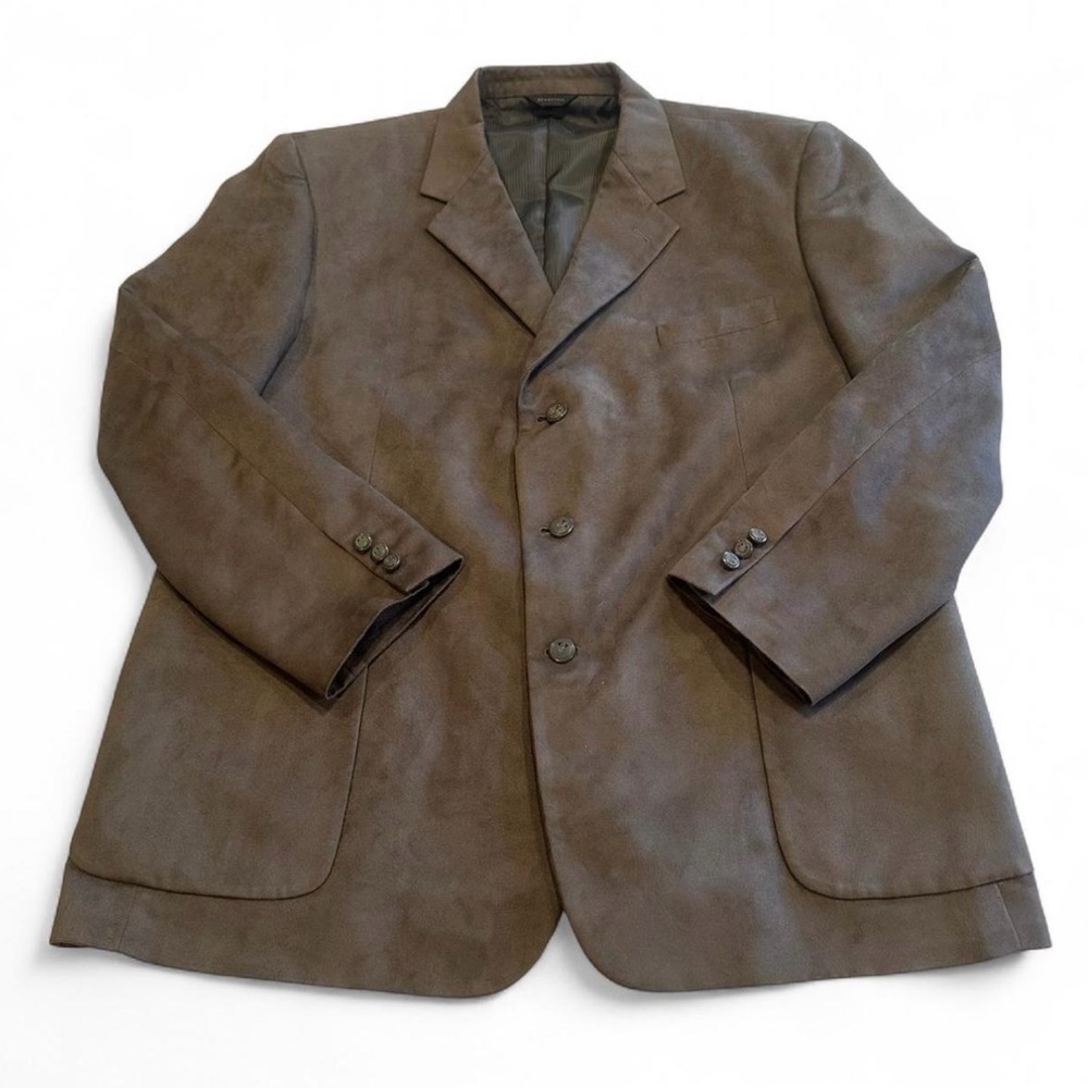 Faux Suede Blazer Martino Mens 2XL 50 52R Brown Suit Jacket Sport Coat Western